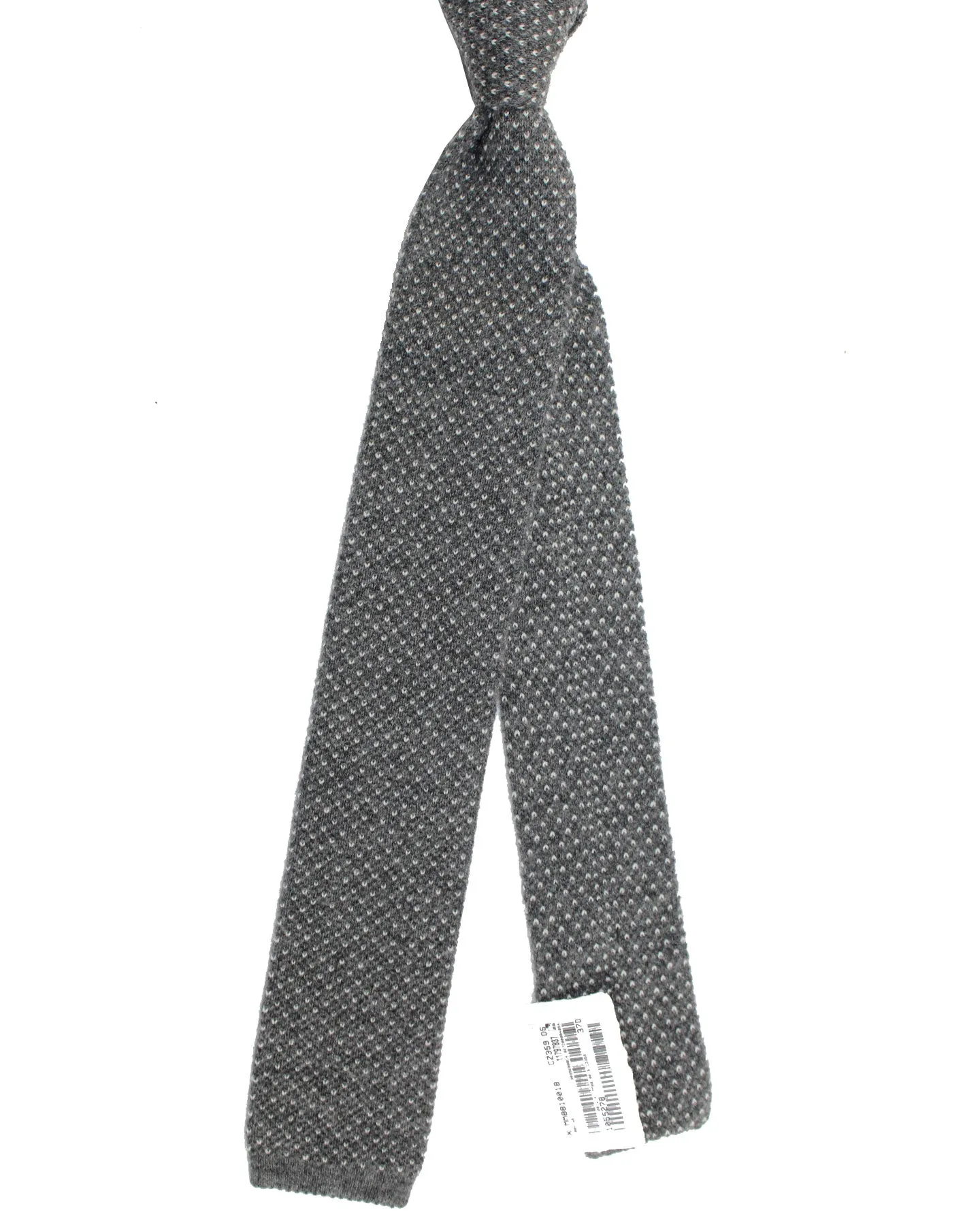 Brunello Cucinelli Skinny Square End Knitted Tie Charcoal Gray Bird Eye - Cashmere SALE