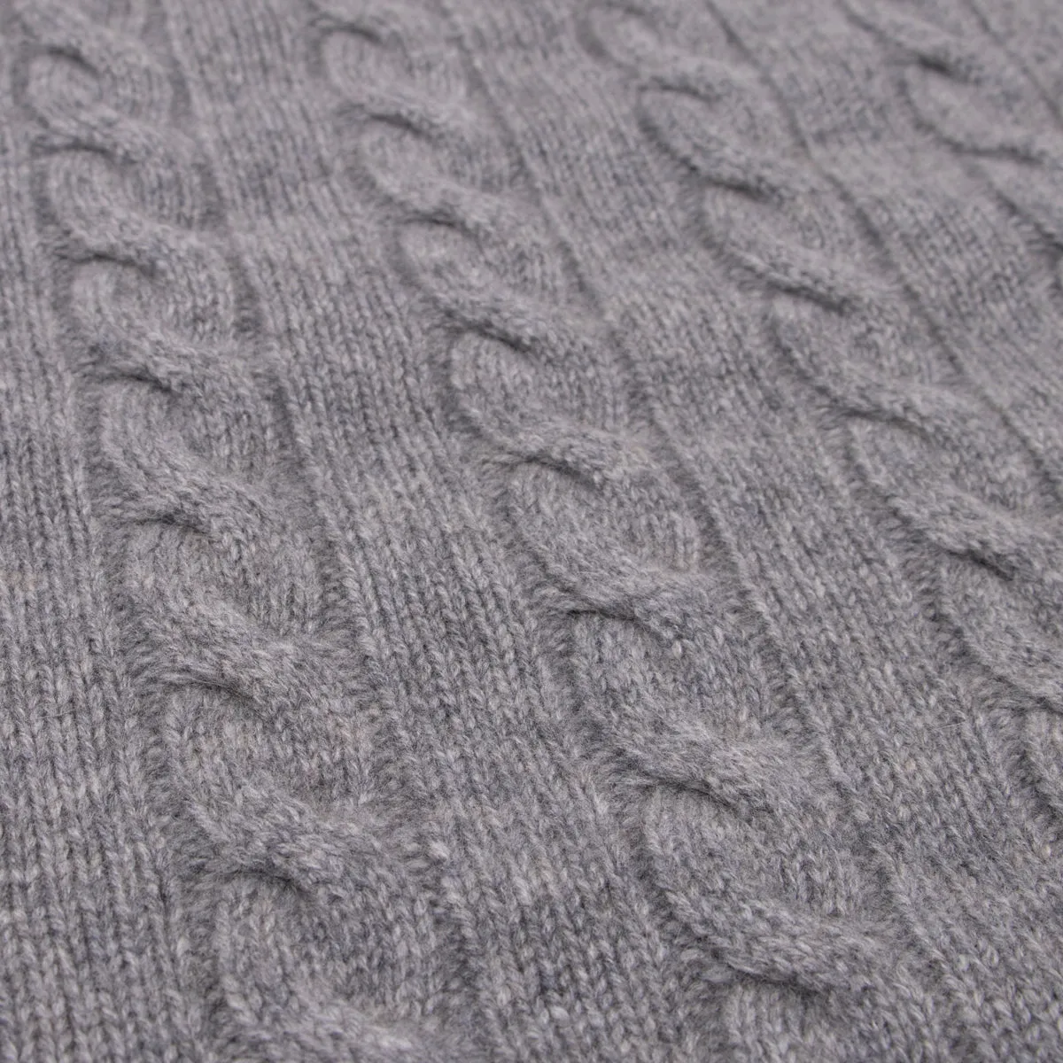 Flannel Rothesay 4ply Cable Crew Cashmere Sweater