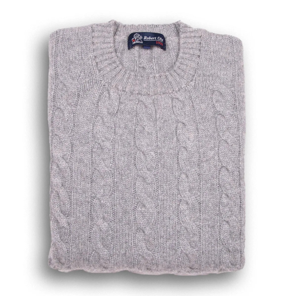 Flannel Rothesay 4ply Cable Crew Cashmere Sweater