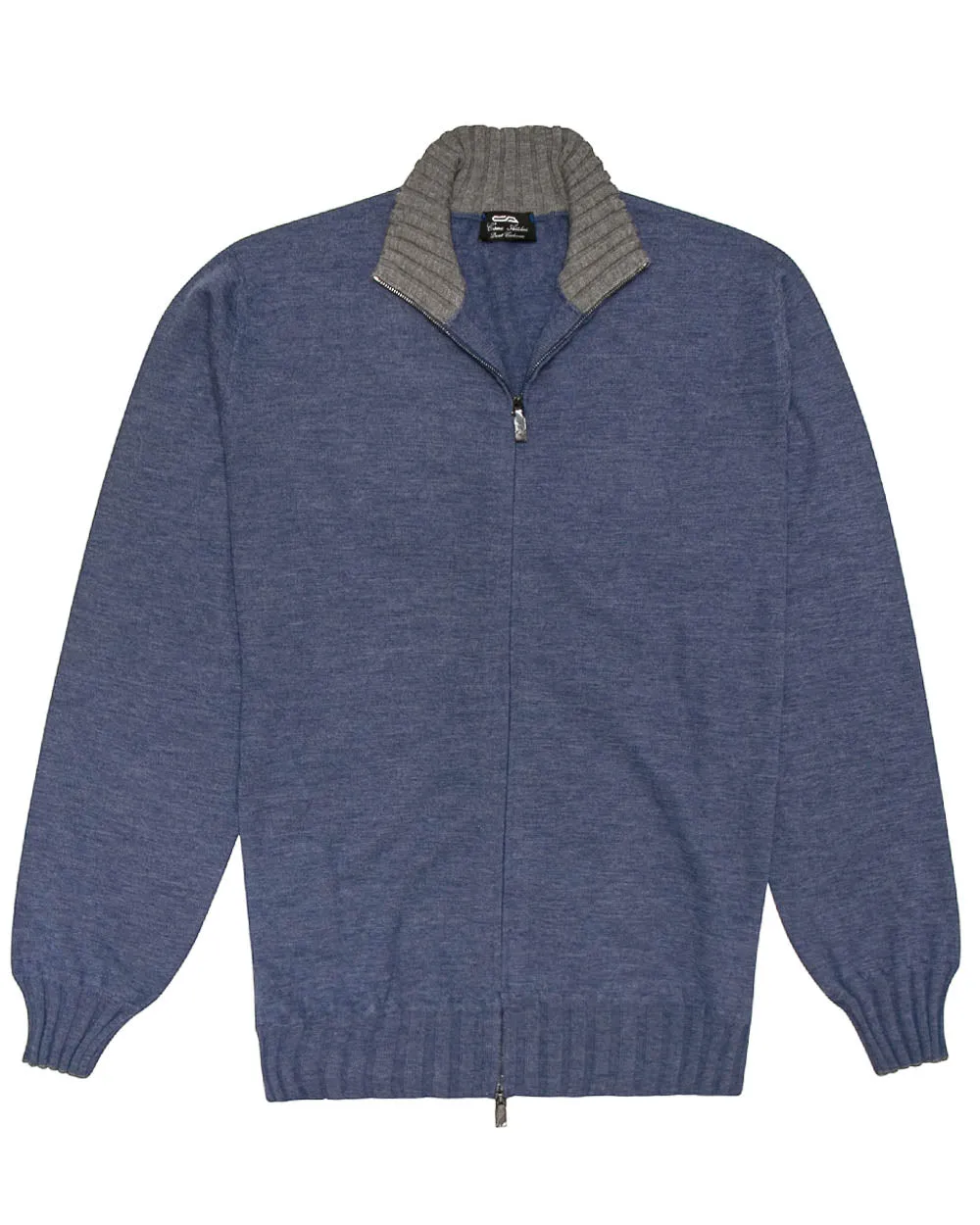 Indigo Melange Zip Knit Sweater